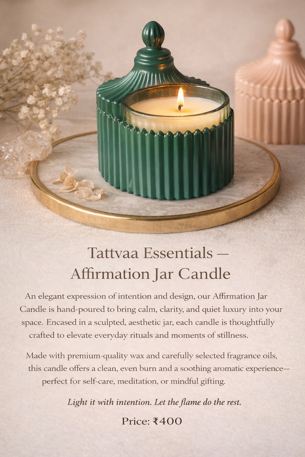 Affirmation Jar Candle – Luxury Scented Candle in Sculpted Ribbed Glass
